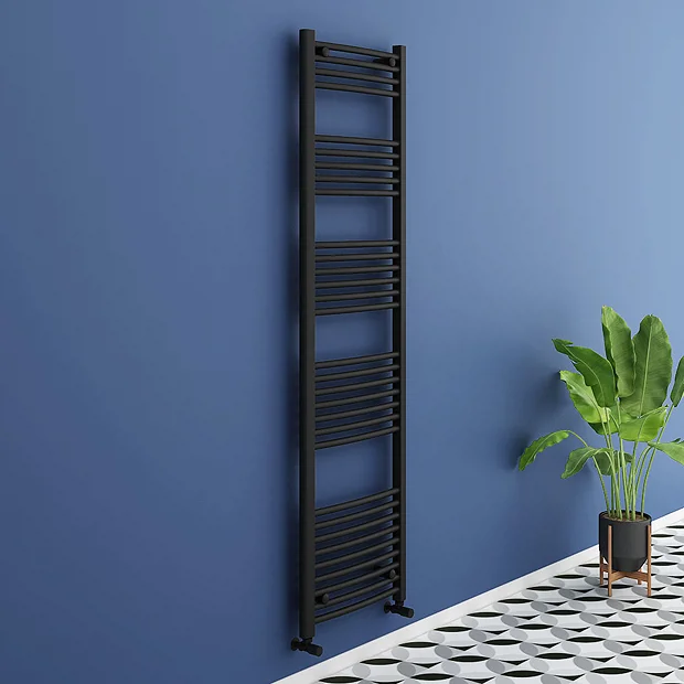 Toreno Black Curved W500 X H1800mm Heated Towel Rail 4 Toreno Black Curved W500 X H1800mm Heated Towel Rail - Image 2