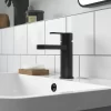 Toreno Round Black Mono Basin Mixer With Push Button Waste 1 Toreno Round Black Mono Basin Mixer With Push Button Waste -Toreno Bathroom arv405 d1