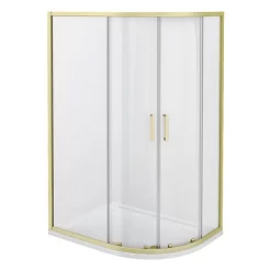 Toreno Brushed Brass 1200 X 800mm Offset Quadrant Shower Enclosure Without Tray -Toreno Bathroom bb129q2d d1a 1