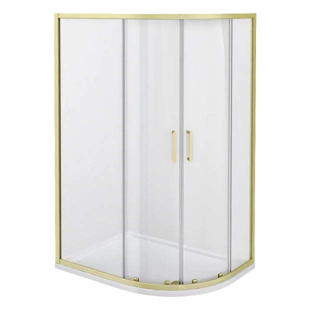 Toreno Brushed Brass 1200 X 900mm Offset Quadrant Shower Enclosure Without Tray 5 Toreno Brushed Brass 1200 X 900mm Offset Quadrant Shower Enclosure Without Tray - Image 3