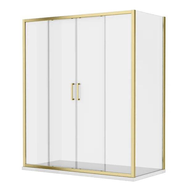 Toreno Brushed Brass 1700 X 700mm Double Sliding Door Shower Enclosure Without Tray 5 Toreno Brushed Brass 1700 X 700mm Double Sliding Door Shower Enclosure Without Tray - Image 3