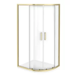 Toreno Brushed Brass 1000 X 800mm Offset Quadrant Shower Enclosure Without Tray -Toreno Bathroom bb18q2d d1