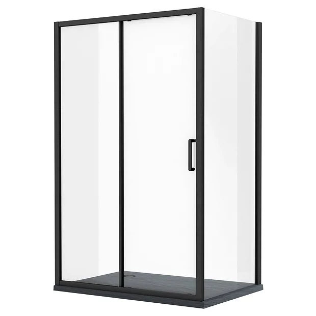 Toreno Matt Black 1200 X 900mm Sliding Door Shower Enclosure + Slate Effect Tray 5 Toreno Matt Black 1200 X 900mm Sliding Door Shower Enclosure + Slate Effect Tray - Image 3