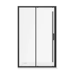 Toreno Matt Black 1000 X 900mm Sliding Door Shower Enclosure + Pearlstone Tray