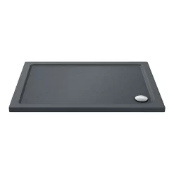 Toreno Matt Black 1000 X 900mm Sliding Door Shower Enclosure + Slate Effect Tray