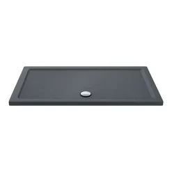 Toreno Matt Black 1400 X 900mm Double Sliding Door Shower Enclosure + Slate Effect Tray