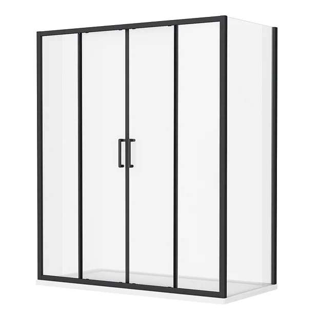Toreno Matt Black 1700 X 700mm Double Sliding Door Shower Enclosure + Pearlstone Tray 7 Toreno Matt Black 1700 X 700mm Double Sliding Door Shower Enclosure + Pearlstone Tray - Image 5