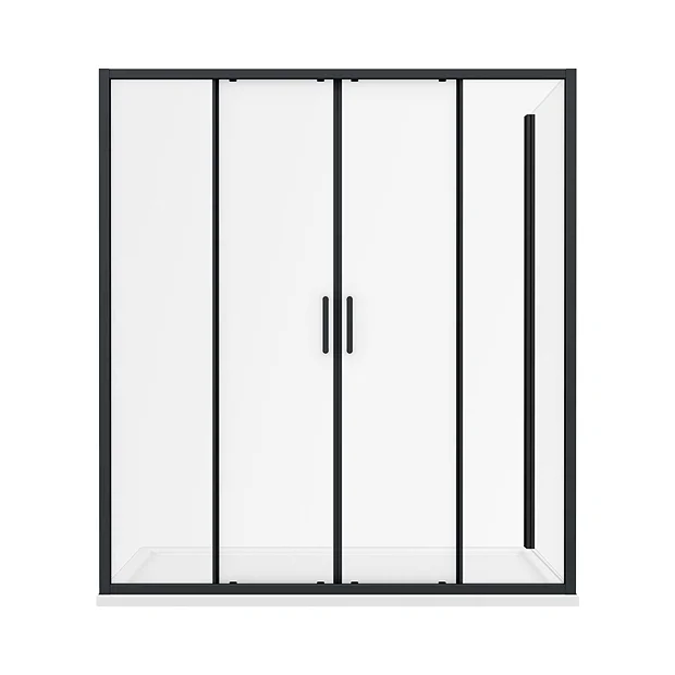 Toreno Matt Black 1700 X 800mm Double Sliding Door Shower Enclosure + Pearlstone Tray 7 Toreno Matt Black 1700 X 800mm Double Sliding Door Shower Enclosure + Pearlstone Tray - Image 5
