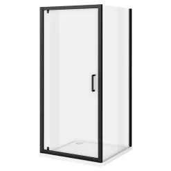 Toreno Matt Black 760 X 760mm Pivot Door Shower Enclosure + Pearlstone Tray