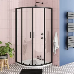 Toreno Matt Black 800 X 800mm Quadrant Shower Enclosure + Pearlstone Tray 8 Toreno Matt Black 800 X 800mm Quadrant Shower Enclosure + Pearlstone Tray -Toreno Bathroom blk8qse nl
