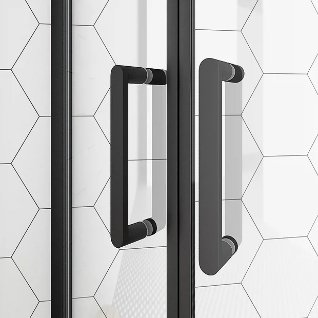 Toreno Matt Black 1400 X 900mm Double Sliding Door Shower Enclosure + Slate Effect Tray 6 Toreno Matt Black 1400 X 900mm Double Sliding Door Shower Enclosure + Slate Effect Tray - Image 4