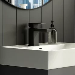 Toreno Modern Black Basin Mono Mixer Tap -Toreno Bathroom blt7132d1