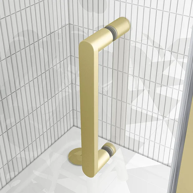 Toreno Brushed Brass 800 X 800mm Bi-Fold Door Shower Enclosure Without Tray 3 Toreno Brushed Brass 800 X 800mm Bi-Fold Door Shower Enclosure Without Tray