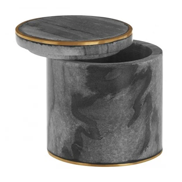 Toreno Grey Marble Brass Effect Storage Pot 3 Toreno Grey Marble Brass Effect Storage Pot