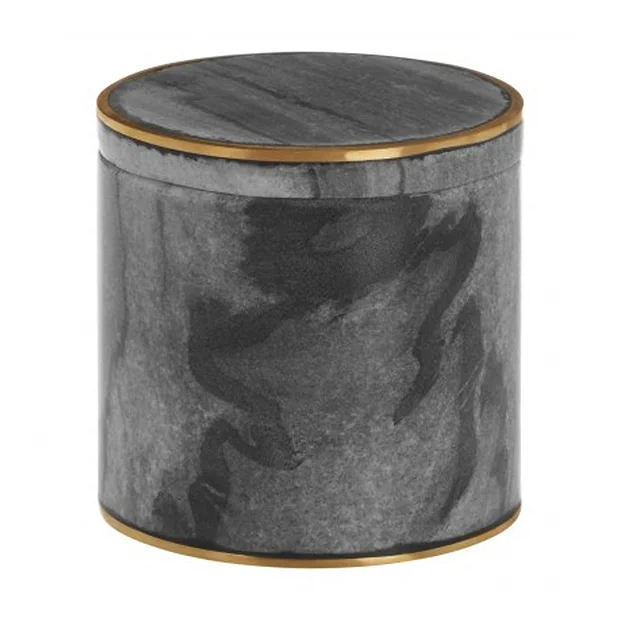 Toreno Grey Marble Brass Effect Storage Pot 4 Toreno Grey Marble Brass Effect Storage Pot - Image 2