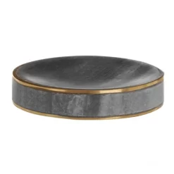 Toreno Grey Marble Brass Effect Soap Dish