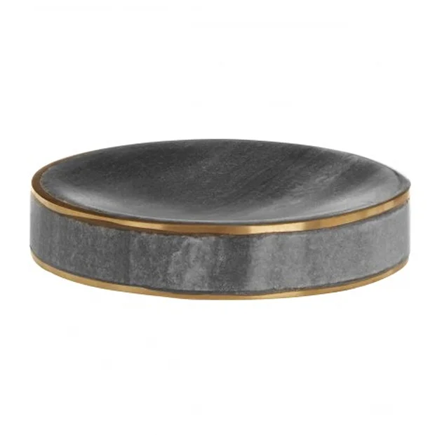 Toreno Grey Marble Brass Effect Soap Dish 3 Toreno Grey Marble Brass Effect Soap Dish