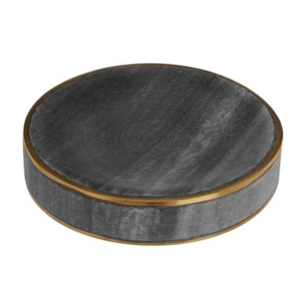 Toreno Grey Marble Brass Effect Soap Dish 4 Toreno Grey Marble Brass Effect Soap Dish - Image 2