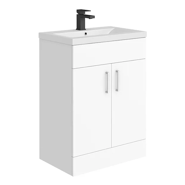 Toreno 600 Basin Unit - High Gloss White With Matt Grey Mid Edged Basin 4 Toreno 600 Basin Unit - High Gloss White With Matt Grey Mid Edged Basin - Image 2