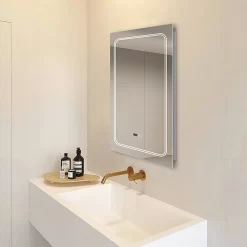 Toreno 500x700mm LED Illuminated Mirror Inc. Anti-Fog, Digital Clock & Touch Sensor -Toreno Bathroom mir020 d4n