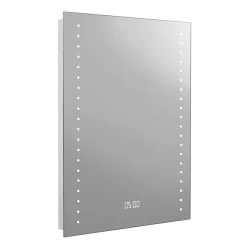 Toreno 600x800mm LED Bathroom Mirror Incl. Digital Clock, Anti-Fog & Shaving Socket