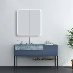 Toreno 700 X 650mm LED Illuminated 2-Door Mirror Cabinet With Motion Sensor, Shaving Socket & Anti-Fog -Toreno Bathroom mir401 d3