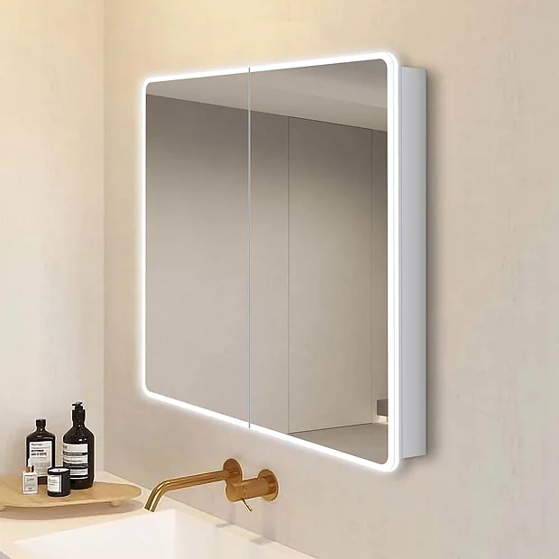 Toreno 700 X 800mm LED Illuminated 2-Door Mirror Cabinet With Motion Sensor, Shaving Socket & Anti-Fog 4 Toreno 700 X 800mm LED Illuminated 2-Door Mirror Cabinet With Motion Sensor, Shaving Socket & Anti-Fog - Image 2