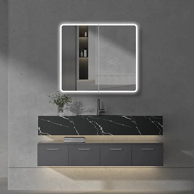 Toreno 700 X 800mm LED Illuminated 2-Door Mirror Cabinet With Motion Sensor, Shaving Socket & Anti-Fog 8 Toreno 700 X 800mm LED Illuminated 2-Door Mirror Cabinet With Motion Sensor, Shaving Socket & Anti-Fog - Image 6