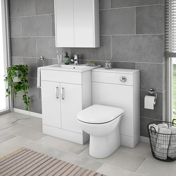 Toreno 1100mm Gloss White Vanity Unit Bathroom Suite - Depth 400/200mm 7 Toreno 1100mm Gloss White Vanity Unit Bathroom Suite - Depth 400/200mm - Image 5