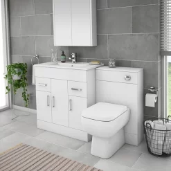 Toreno 1300mm Gloss White Vanity Unit Bathroom Suite - Depth 400/200mm 13 Toreno 1300mm Gloss White Vanity Unit Bathroom Suite - Depth 400/200mm -Toreno Bathroom mod1300 n d1