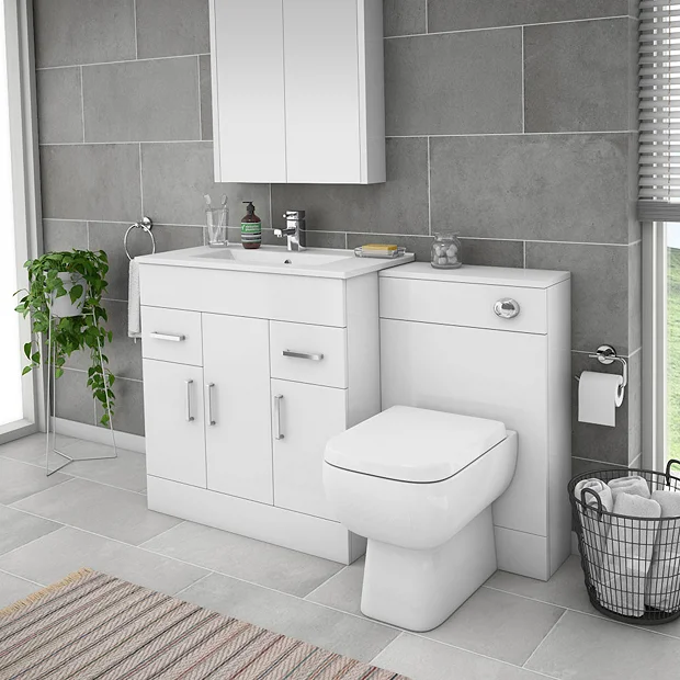 Toreno 1300mm Gloss White Vanity Unit Bathroom Suite - Depth 400/200mm 8 Toreno 1300mm Gloss White Vanity Unit Bathroom Suite - Depth 400/200mm - Image 6