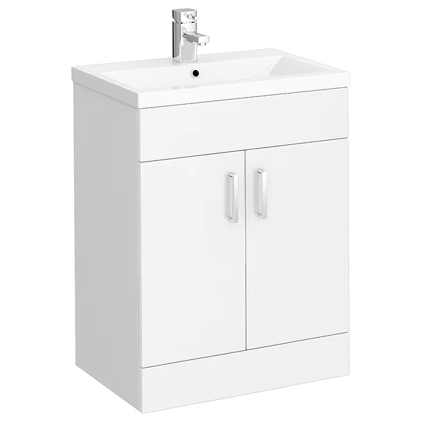 Toreno Basin Unit - 600mm Modern High Gloss White With Mid Edged Basin 4 Toreno Basin Unit - 600mm Modern High Gloss White With Mid Edged Basin - Image 2