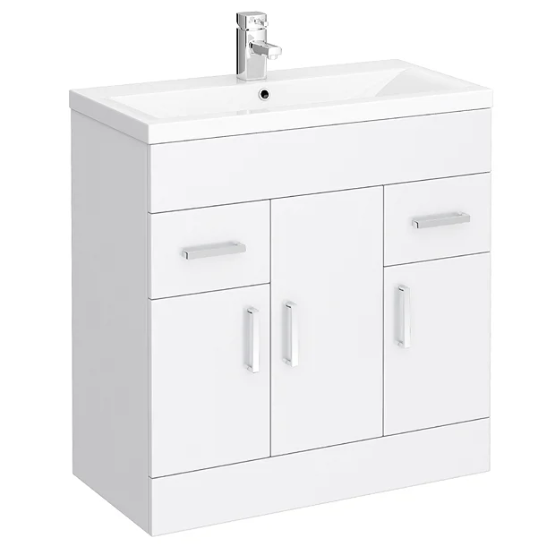 Toreno Basin Unit - 800mm Modern High Gloss White With Mid Edged Basin 4 Toreno Basin Unit - 800mm Modern High Gloss White With Mid Edged Basin - Image 2