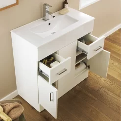 Toreno Vanity Sink With Cabinet - 1000mm Modern High Gloss White 9 Toreno Vanity Sink With Cabinet - 1000mm Modern High Gloss White -Toreno Bathroom modenaglosswhitevanityunitwceramicbasinw1000xd400mmvtmw1000d2