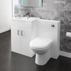 Toreno 500mm BTW Toilet Unit Incl. Cistern + Round Pan (Depth 200mm) 9 Toreno 500mm BTW Toilet Unit Incl. Cistern + Round Pan (Depth 200mm) -Toreno Bathroom modenahighglosswhitebtwwcunitcisternsoftcloseseatw500xd200mmdetail1