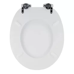Toreno High Gloss White MDF Bottom Fixing Soft Close Toilet Seat With Chrome Hinges -Toreno Bathroom msc020 detail2