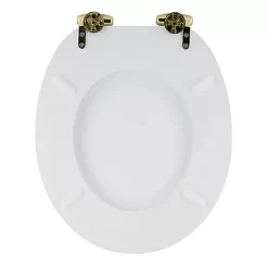 Toreno High Gloss White MDF Bottom Fixing Toilet Seat Brushed Brass Hinges -Toreno Bathroom msc020nbbd2