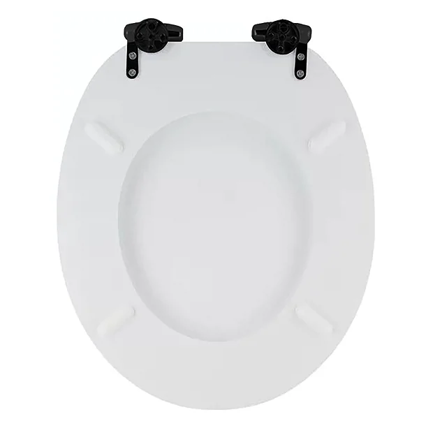 Toreno High Gloss White MDF Bottom Fixing Toilet Seat Matt Black Hinges 6 Toreno High Gloss White MDF Bottom Fixing Toilet Seat Matt Black Hinges - Image 4