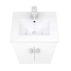 Toreno Small Vanity Sink With Cabinet - 500mm Modern High Gloss White -Toreno Bathroom mv500 d4
