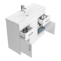 Toreno Basin Unit - 1000mm Modern High Gloss White With Mid Edged Basin 7 Toreno Basin Unit - 1000mm Modern High Gloss White With Mid Edged Basin -Toreno Bathroom mvme1000 d1