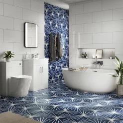 Toreno Basin Unit - 600mm Modern High Gloss White With Mid Edged Basin