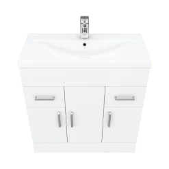 Toreno Basin Unit - 800mm Modern High Gloss White With Mid Edged Basin 12 Toreno Basin Unit - 800mm Modern High Gloss White With Mid Edged Basin -Toreno Bathroom mvme800 d3 573967