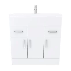 Toreno Basin Unit - 800mm Modern High Gloss White With Mid Edged Basin 13 Toreno Basin Unit - 800mm Modern High Gloss White With Mid Edged Basin -Toreno Bathroom mvme800 d4