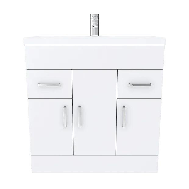 Toreno Basin Unit - 800mm Modern High Gloss White With Mid Edged Basin 8 Toreno Basin Unit - 800mm Modern High Gloss White With Mid Edged Basin - Image 6