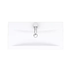 Toreno Basin Unit - 800mm Modern High Gloss White With Mid Edged Basin