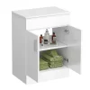 Toreno Floor Standing Countertop Vanity Unit - Gloss White - 605mm With Chrome Handles -Toreno Bathroom mwt605 d1