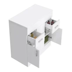 Toreno Floor Standing Countertop Vanity Unit - Gloss White - 805mm With Chrome Handles