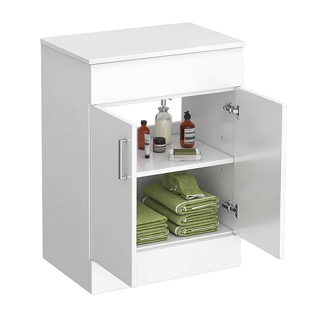 Toreno Countertop Vanity Unit - Gloss White With Chrome Handles - 605mm Inc. Basin 5 Toreno Countertop Vanity Unit - Gloss White With Chrome Handles - 605mm Inc. Basin - Image 3