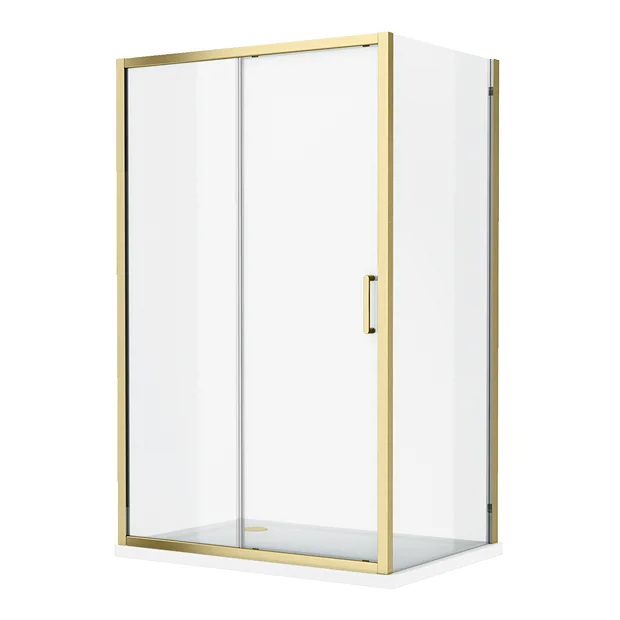 Toreno Brushed Brass 1100 X 800mm Sliding Door Shower Enclosure Without Tray 5 Toreno Brushed Brass 1100 X 800mm Sliding Door Shower Enclosure Without Tray - Image 3