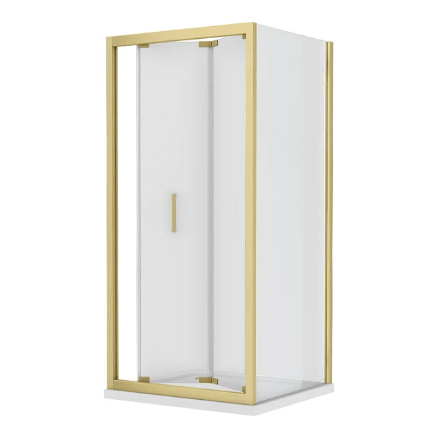 Toreno Brushed Brass 900 X 900mm Bi-Fold Door Shower Enclosure Without Tray 5 Toreno Brushed Brass 900 X 900mm Bi-Fold Door Shower Enclosure Without Tray - Image 3